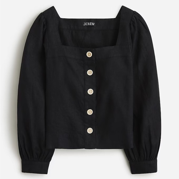J crew Squareneck button-up top in linen - Picture 1 of 2